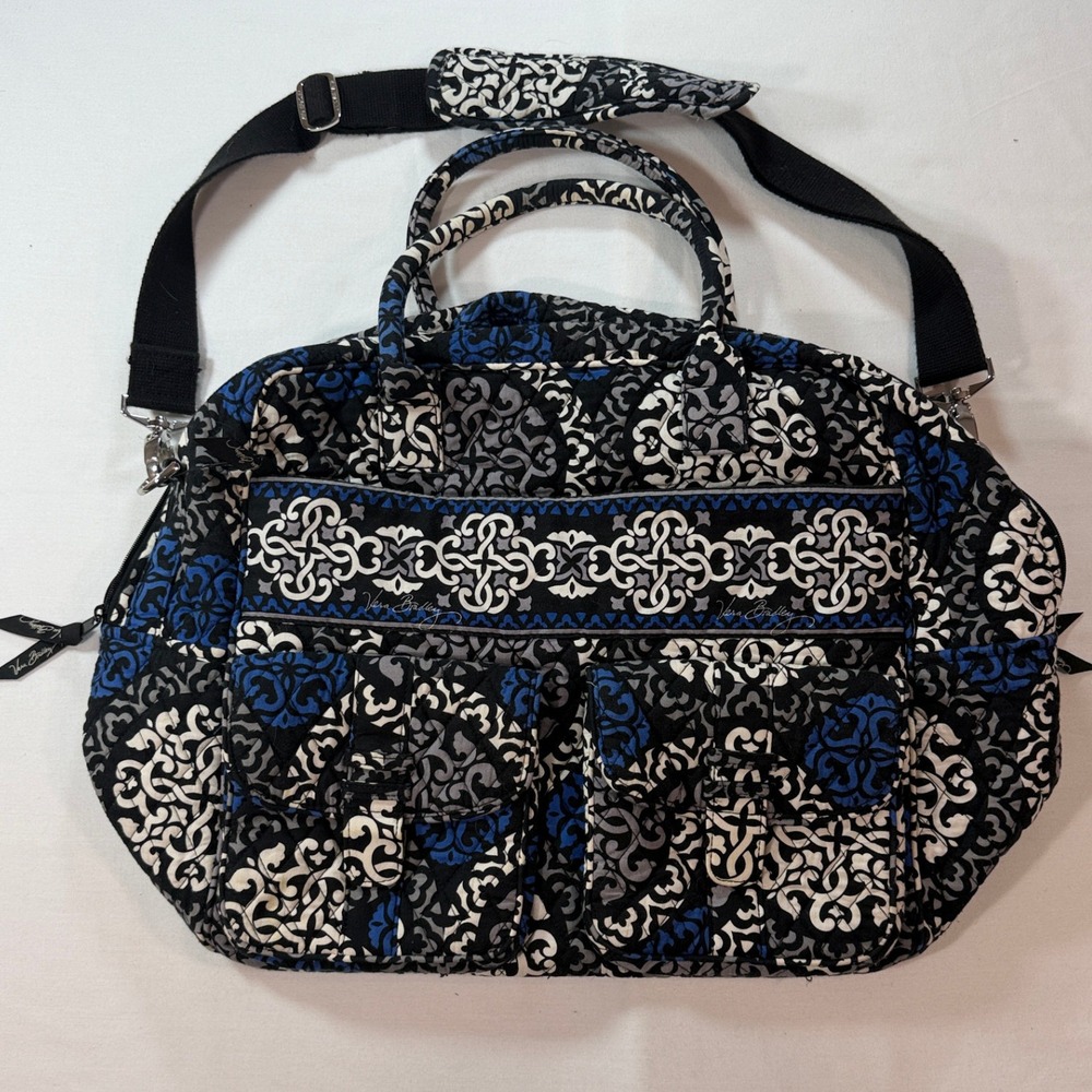 Vera Bradley Canterberry Cobalt Weekender Travel Bag Retired Blue Black 2013